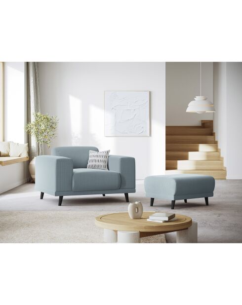 Pouf Velours Côtelé Giorgio bleu clair - 70x83x46 cm