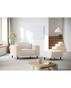 Pouf Velours Côtelé Giorgio beige clair - 70x83x46 cm