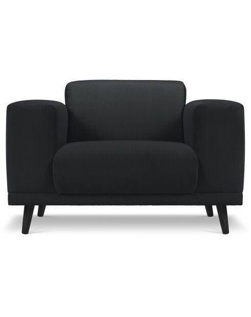 Fauteuil Velours Côtelé Giorgio noir - 113x92x74 cm