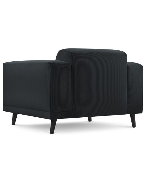 Fauteuil Velours Côtelé Giorgio noir - 113x92x74 cm