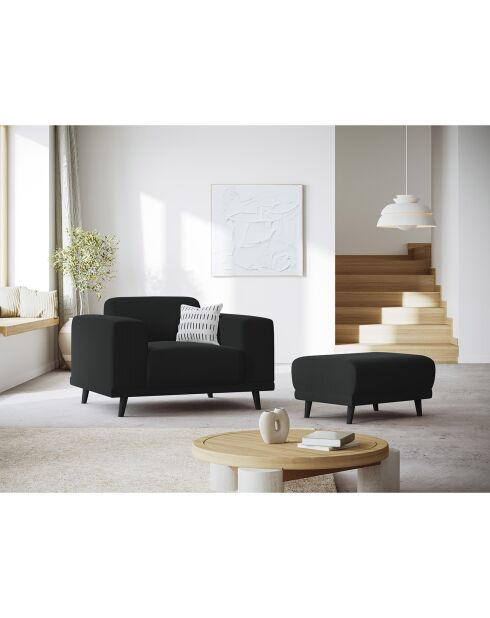 Fauteuil Velours Côtelé Giorgio noir - 113x92x74 cm