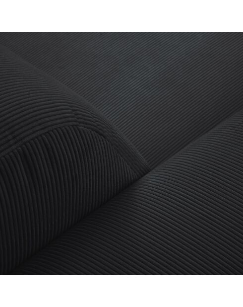 Fauteuil Velours Côtelé Giorgio noir - 113x92x74 cm