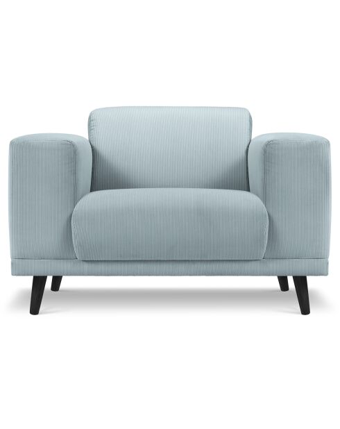 Fauteuil Velours Côtelé Giorgio bleu clair - 113x92x74 cm