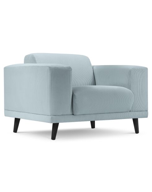 Fauteuil Velours Côtelé Giorgio bleu clair - 113x92x74 cm