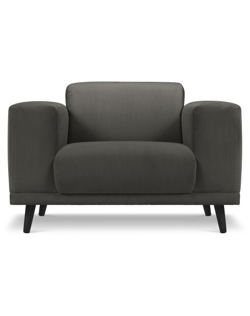 Fauteuil Velours Côtelé Giorgio gris foncé - 113x92x74 cm