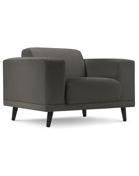 Fauteuil Velours Côtelé Giorgio gris foncé - 113x92x74 cm