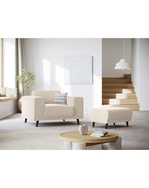 Fauteuil Velours Côtelé Giorgio beige clair - 113x92x74 cm