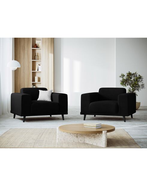 Fauteuil Velours Giorgio noir - 113x92x74 cm