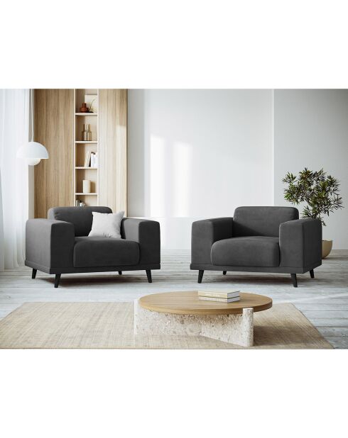 Fauteuil Velours Giorgio gris - 113x92x74 cm