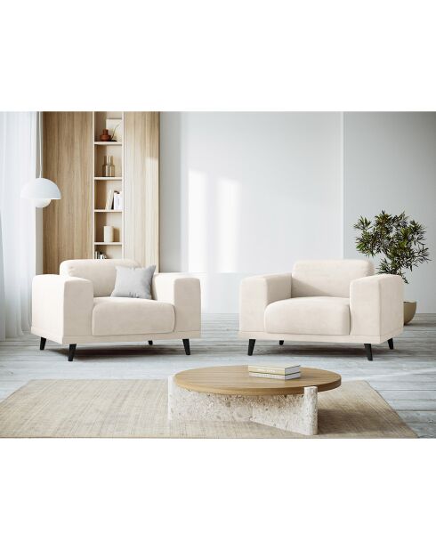 Fauteuil Velours Giorgio beige clair - 113x92x74 cm