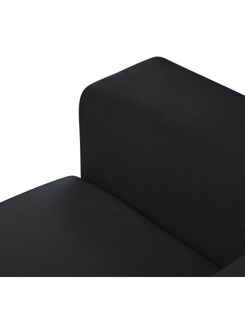 Canapé d'angle Droit Giorgio Velours Côtelé 5 Places noir - 262x185x74 cm