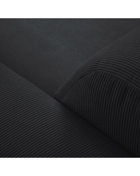 Canapé d'angle Droit Giorgio Velours Côtelé 5 Places noir - 262x185x74 cm