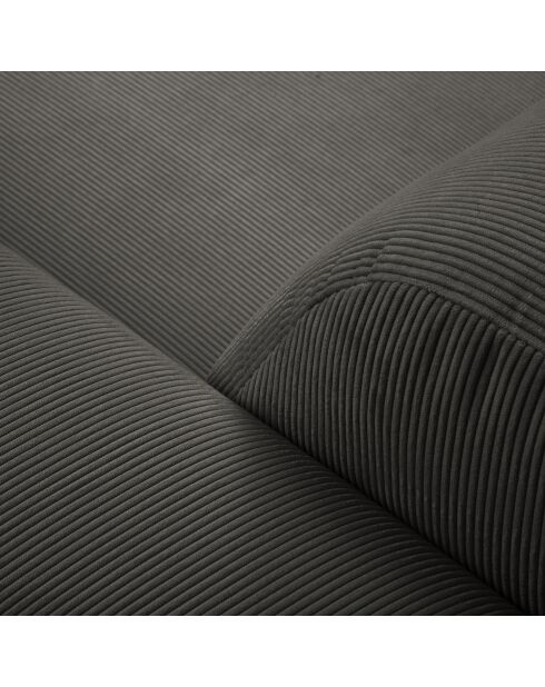 Canapé d'angle Droit Giorgio Velours Côtelé 5 Places gris foncé - 262x185x74 cm