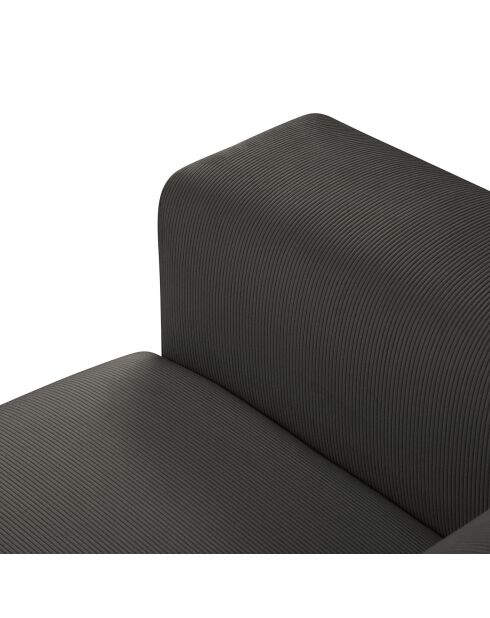 Canapé d'angle Droit Giorgio Velours Côtelé 5 Places gris foncé - 262x185x74 cm