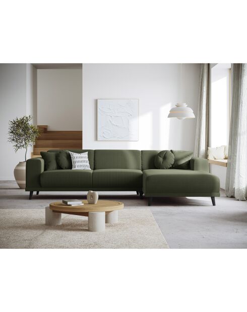 Canapé d'angle Droit Giorgio Velours Côtelé 5 Places vert - 262x185x74 cm