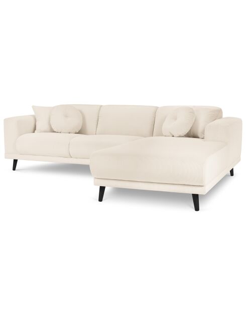 Canapé d'angle Droit Giorgio Velours Côtelé 5 Places beige clair - 262x185x74 cm