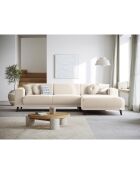 Canapé d'angle Droit Giorgio Velours Côtelé 5 Places beige clair - 262x185x74 cm