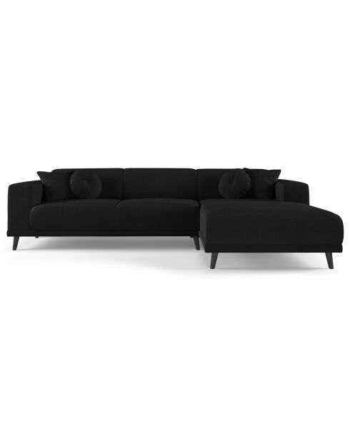 Canapé d'angle Droit Velours Giorgio 5 Places noir - 262x185x74 cm