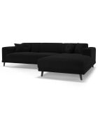 Canapé d'angle Droit Velours Giorgio 5 Places noir - 262x185x74 cm