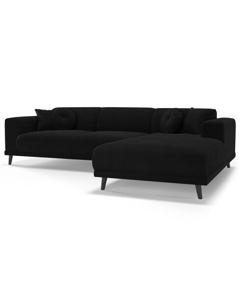 Canapé d'angle Droit Velours Giorgio 5 Places noir - 262x185x74 cm