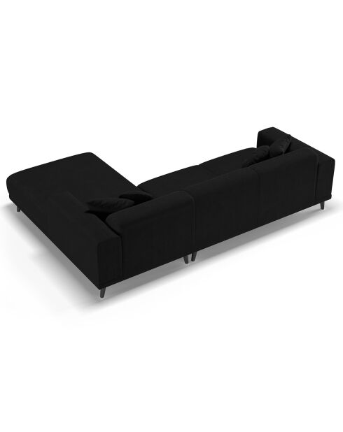 Canapé d'angle Droit Velours Giorgio 5 Places noir - 262x185x74 cm