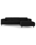 Canapé d'angle Droit Velours Giorgio 5 Places noir - 262x185x74 cm