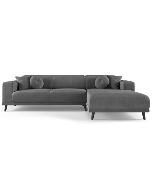 Canapé d'angle Droit Velours Giorgio 5 Places gris - 262x185x74 cm
