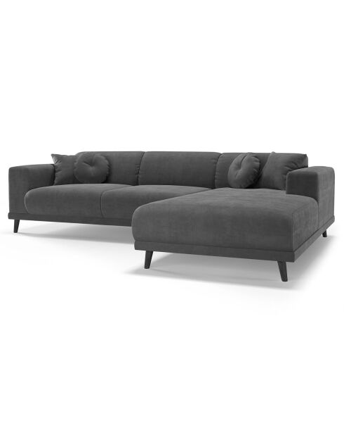 Canapé d'angle Droit Velours Giorgio 5 Places gris - 262x185x74 cm