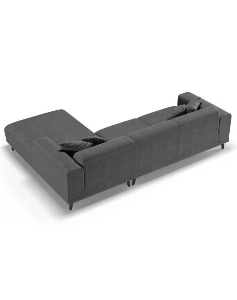 Canapé d'angle Droit Velours Giorgio 5 Places gris - 262x185x74 cm