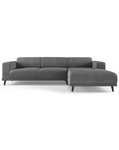 Canapé d'angle Droit Velours Giorgio 5 Places gris - 262x185x74 cm