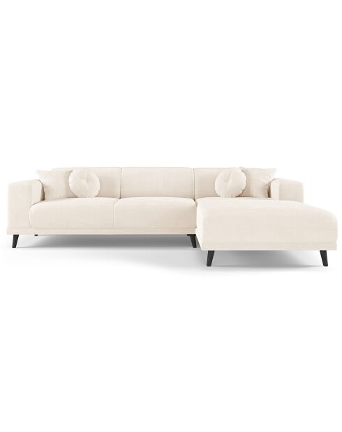 Canapé d'angle Droit Velours Giorgio 5 Places beige clair - 262x185x74 cm