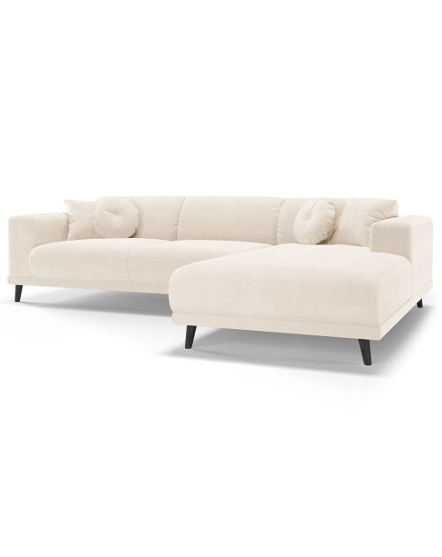 Canapé d'angle Droit Velours Giorgio 5 Places beige clair - 262x185x74 cm
