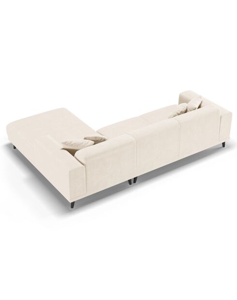 Canapé d'angle Droit Velours Giorgio 5 Places beige clair - 262x185x74 cm