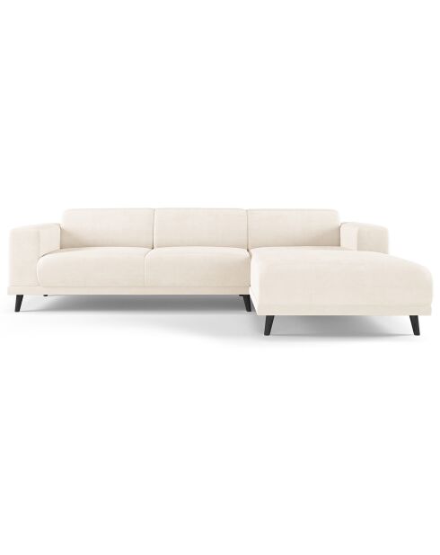Canapé d'angle Droit Velours Giorgio 5 Places beige clair - 262x185x74 cm
