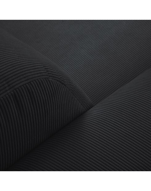 Canapé d'angle Gauche Giorgio Velours Côtelé 5 Places noir - 262x185x74 cm
