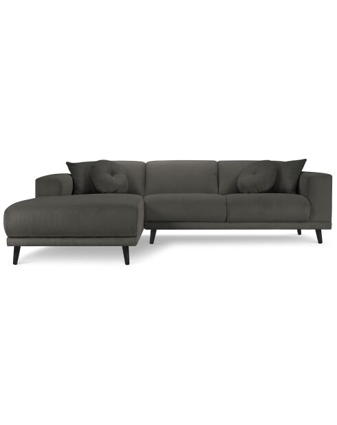 Canapé d'angle Gauche Giorgio Velours Côtelé 5 Places gris foncé - 262x185x74 cm