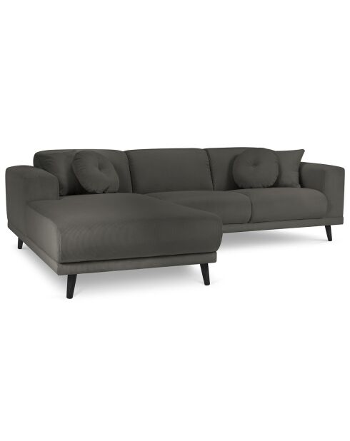 Canapé d'angle Gauche Giorgio Velours Côtelé 5 Places gris foncé - 262x185x74 cm