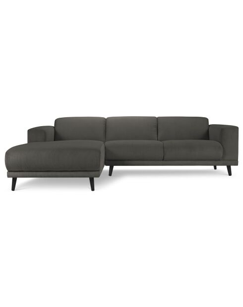 Canapé d'angle Gauche Giorgio Velours Côtelé 5 Places gris foncé - 262x185x74 cm