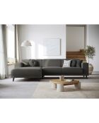 Canapé d'angle Gauche Giorgio Velours Côtelé 5 Places gris foncé - 262x185x74 cm