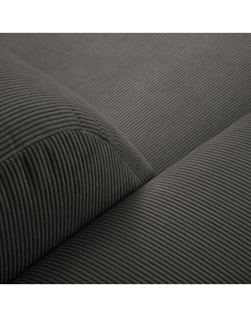 Canapé d'angle Gauche Giorgio Velours Côtelé 5 Places gris foncé - 262x185x74 cm