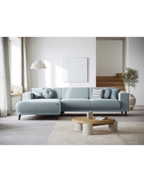 Canapé d'angle Gauche Giorgio Velours Côtelé 5 Places bleu clair - 262x185x74 cm