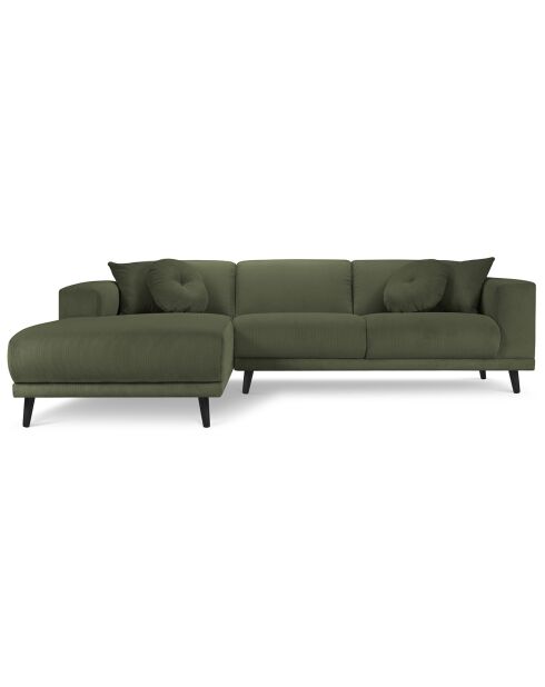 Canapé d'angle Gauche Giorgio Velours Côtelé 5 Places vert - 262x185x74 cm
