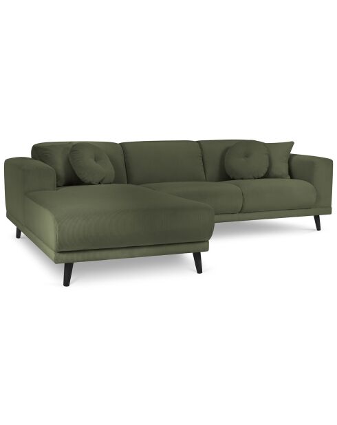Canapé d'angle Gauche Giorgio Velours Côtelé 5 Places vert - 262x185x74 cm