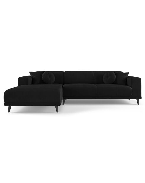 Canapé d'angle Gauche Velours Giorgio 5 Places noir - 262x185x74 cm