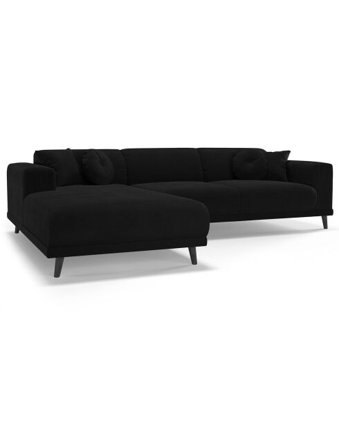 Canapé d'angle Gauche Velours Giorgio 5 Places noir - 262x185x74 cm