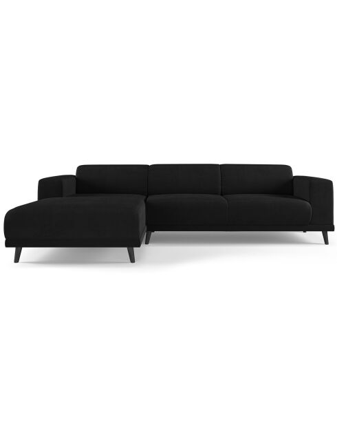 Canapé d'angle Gauche Velours Giorgio 5 Places noir - 262x185x74 cm