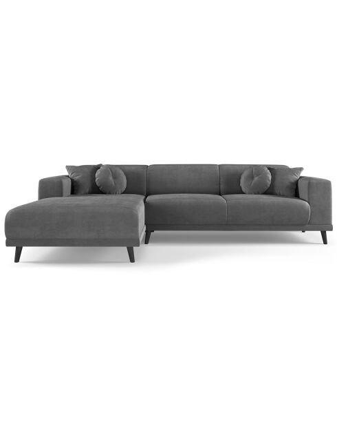 Canapé d'angle Gauche Velours Giorgio 5 Places gris - 262x185x74 cm