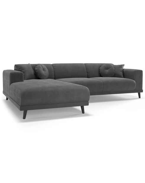 Canapé d'angle Gauche Velours Giorgio 5 Places gris - 262x185x74 cm