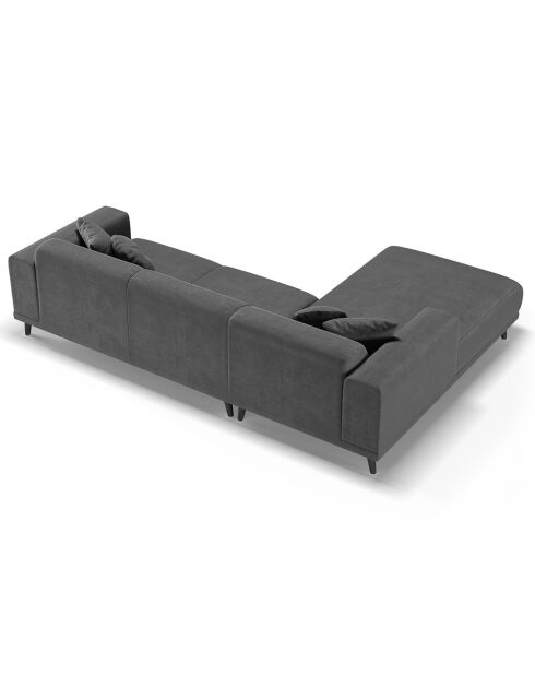 Canapé d'angle Gauche Velours Giorgio 5 Places gris - 262x185x74 cm