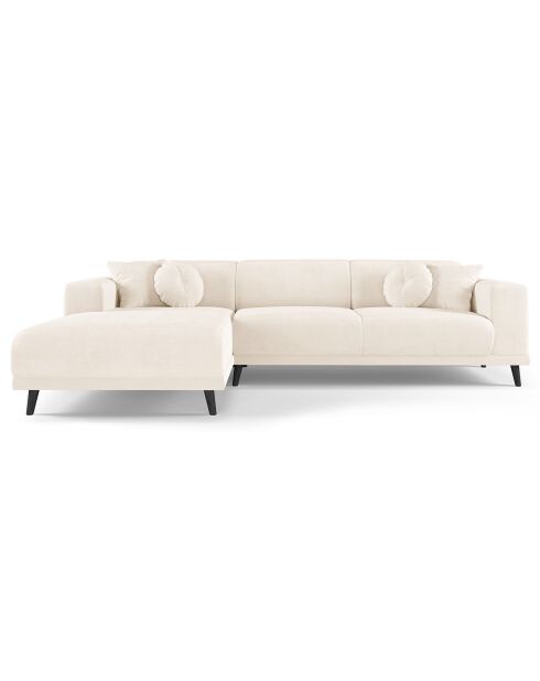 Canapé d'angle Gauche Velours Giorgio 5 Places beige clair - 262x185x74 cm